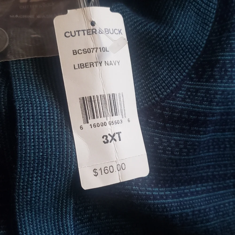 Cutter And Buck Men's Sweaters Monck Neck 1/4 Bottons Wool/ Acrylic 3XL Tall